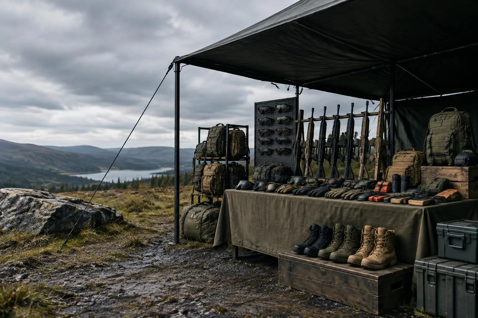 Training gear on a field stall