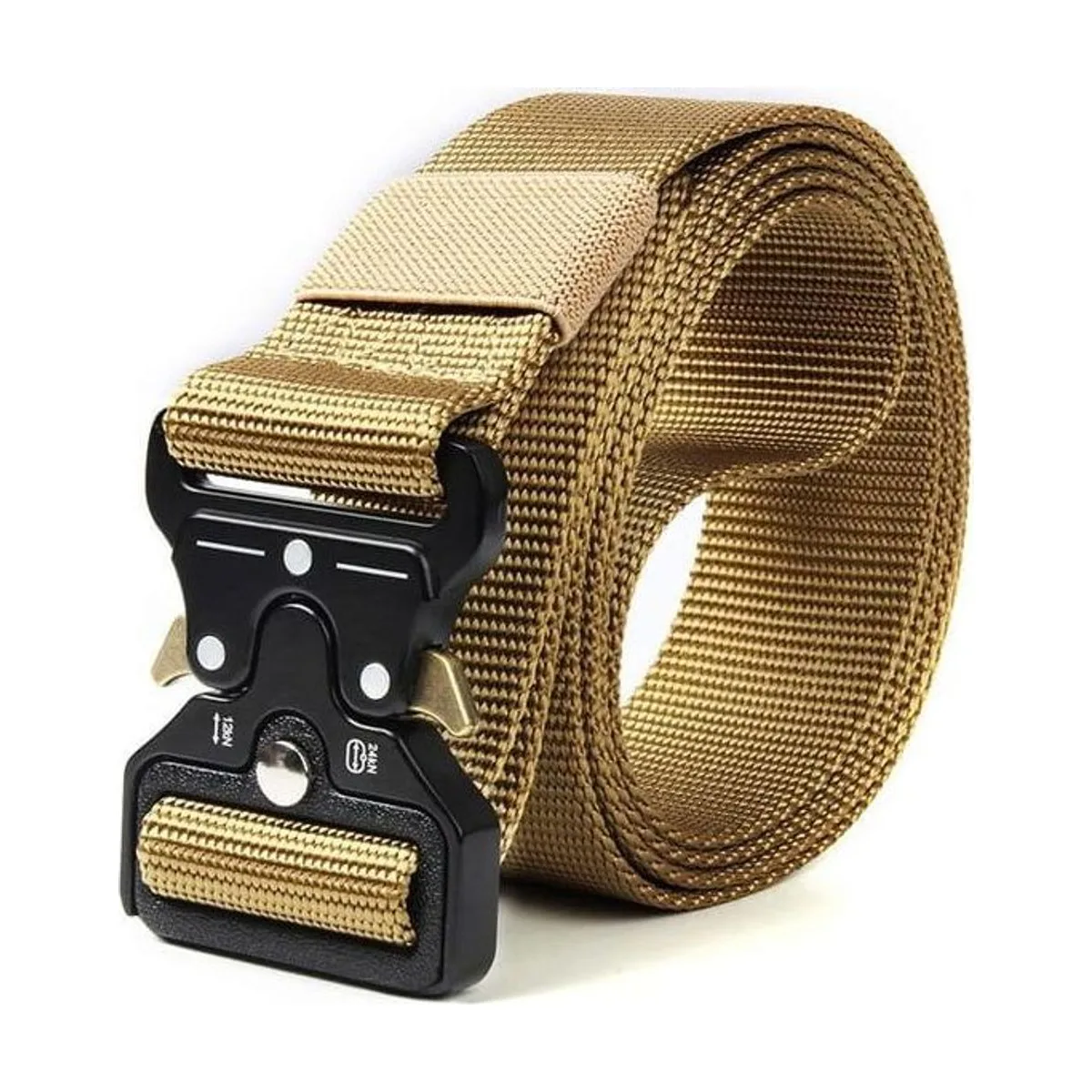 Pas taktyczny w kolorze coyote z czarną metalową klamrą Quick Release